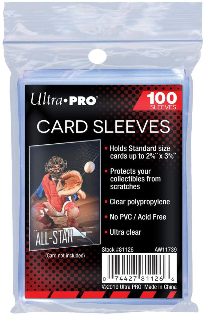 Ultra Pro 100 Pcs Soft Card Sleeves 2 5/8 x 3 5/8 Inches Standard Size